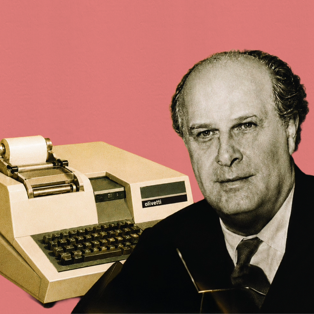 Adriano Olivetti with first computer